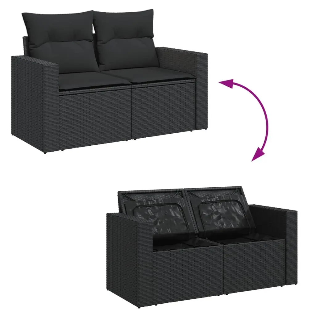 Black Poly Rattan Garden Sofa for Two