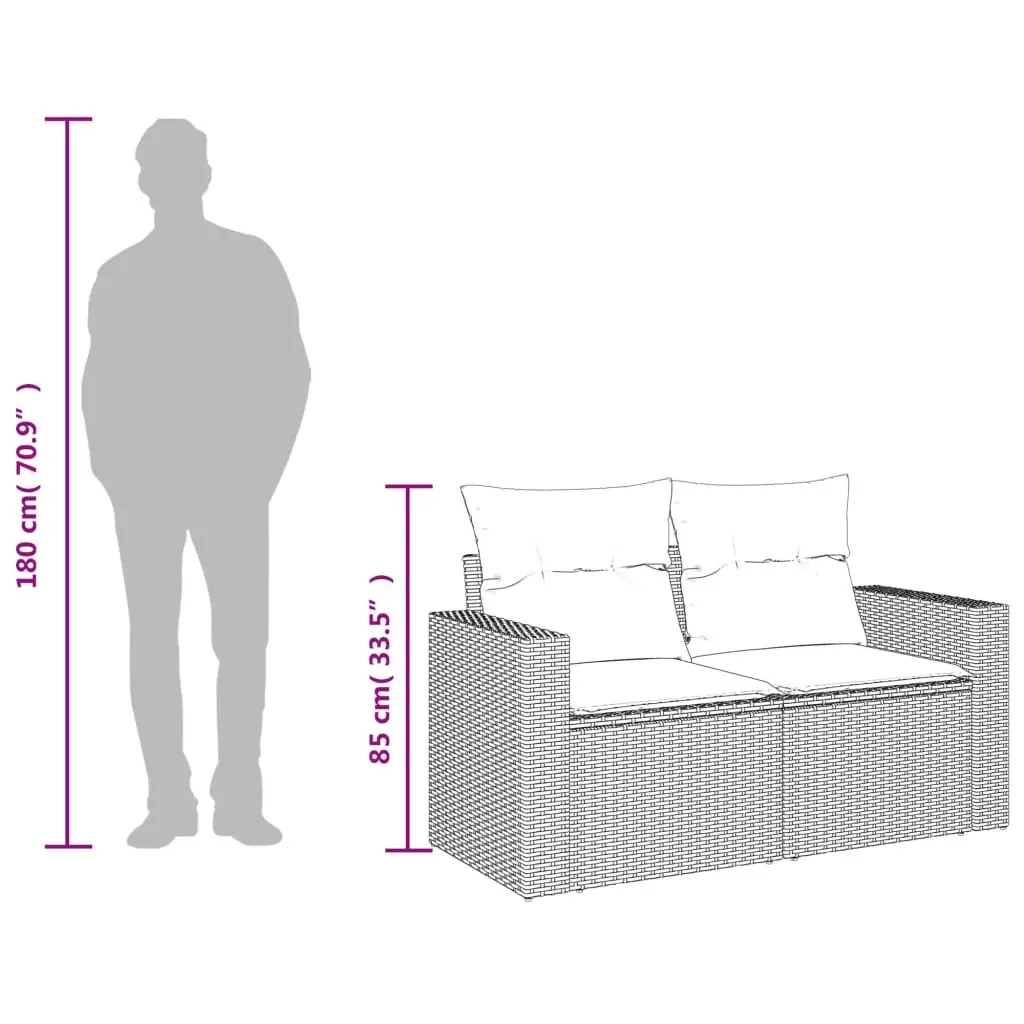 Black Poly Rattan Garden Sofa for Two