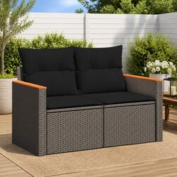 Durable 2-Seater Outdoor Garden Sofa with Storage in Black
