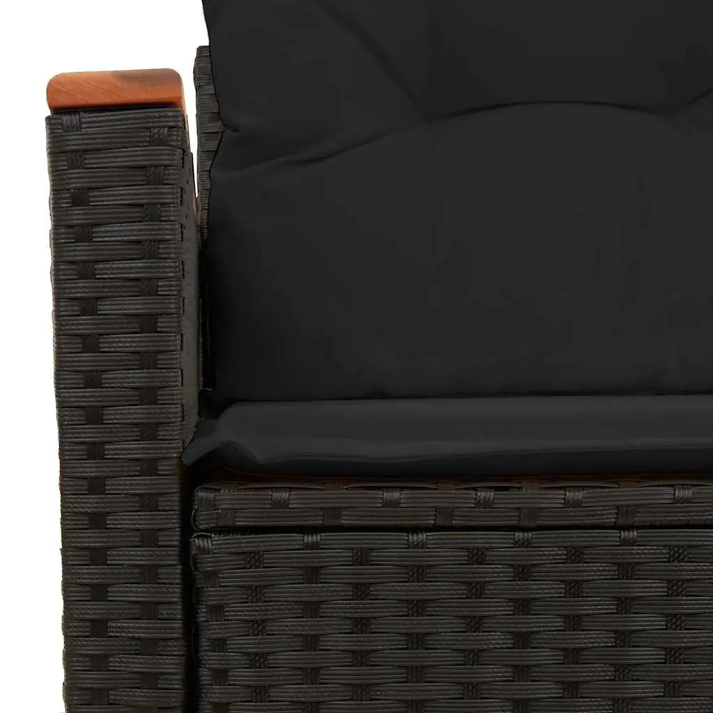 2-Seater Sofa PE Rattan Black Outdoor Garden with Storage Cushions