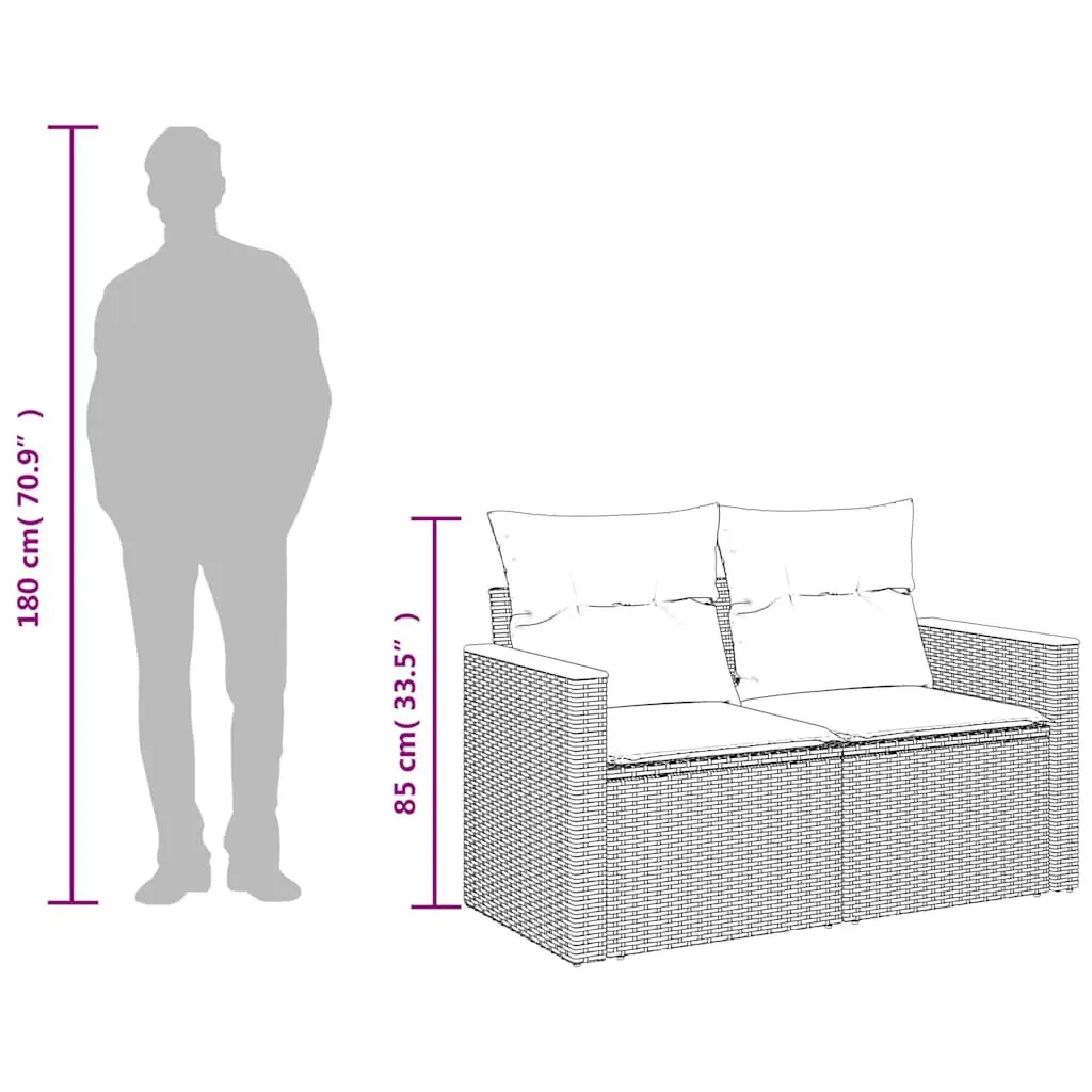 2-Seater Sofa PE Rattan Black Outdoor Garden with Storage Cushions