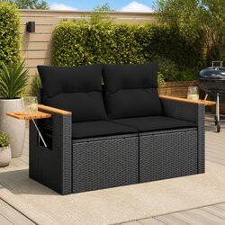 Durable 2-Seater Outdoor Sofa with Cushions and Side Table