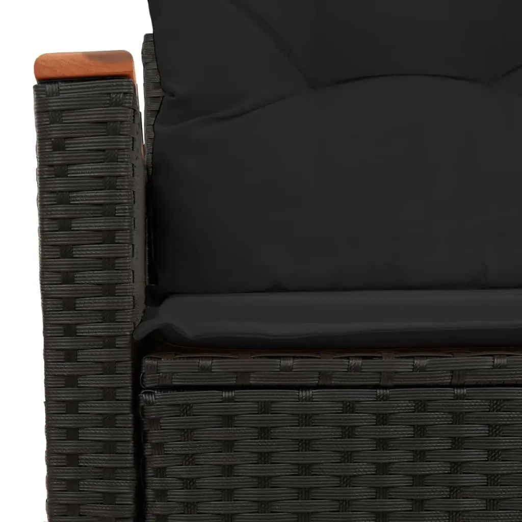 Garden Sofa Poly Rattan 2-Seater Black Outdoor Patio Couch with Cushions