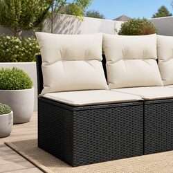Durable Black Modular Armless Outdoor Sofa with Cushions