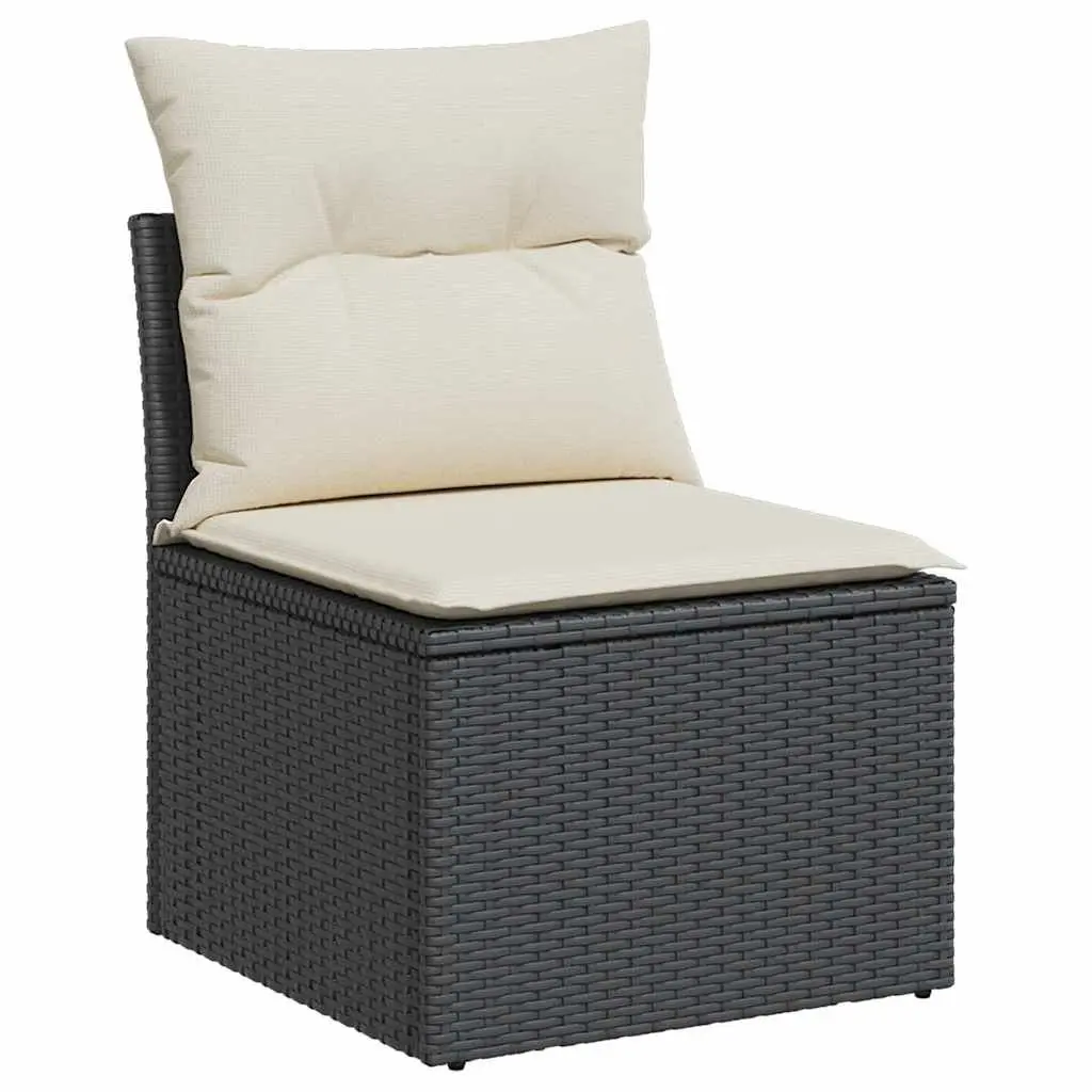 Black Modular Armless Outdoor Sofa with Cushions