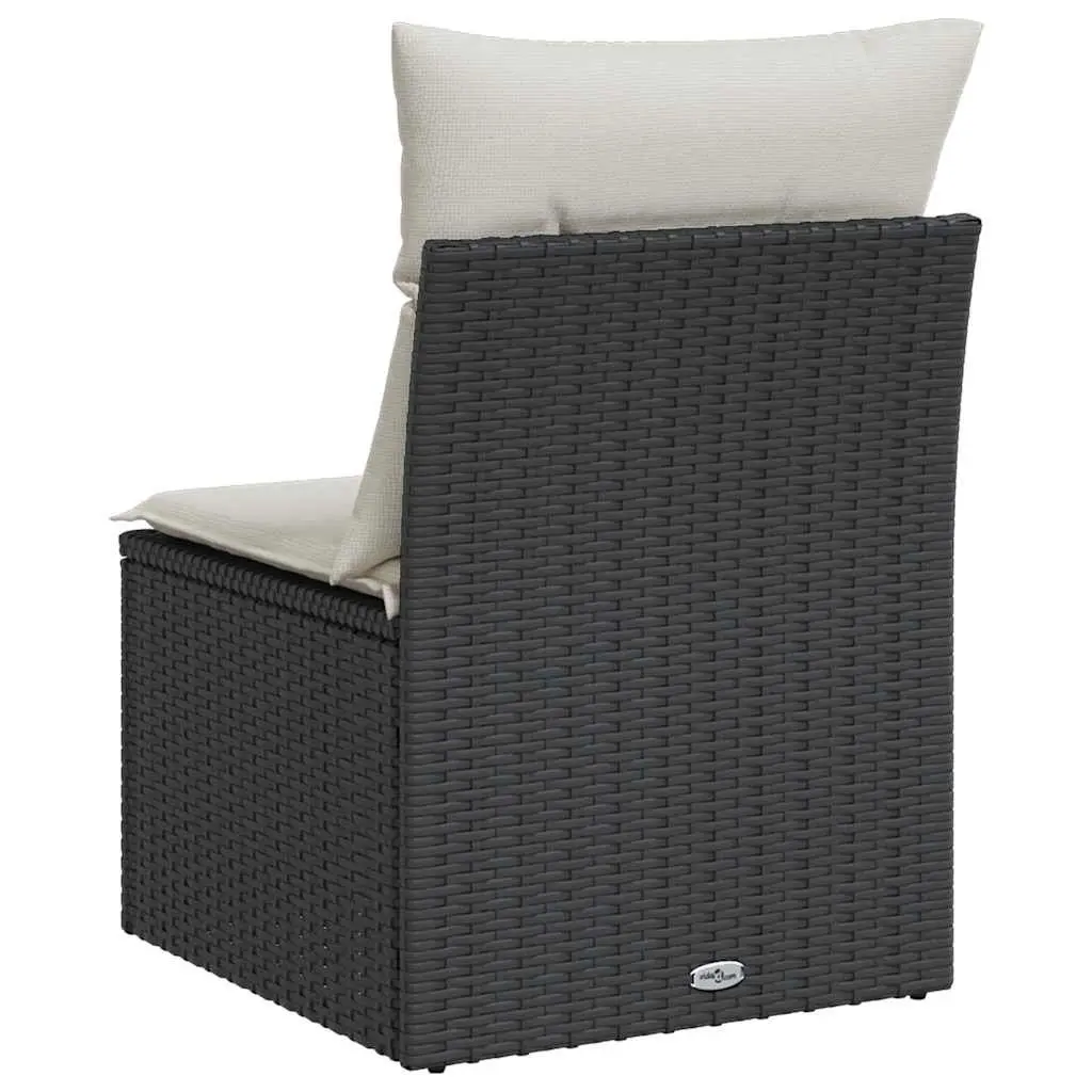 Black Modular Armless Outdoor Sofa with Cushions