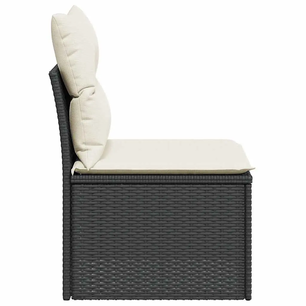Black Modular Armless Outdoor Sofa with Cushions