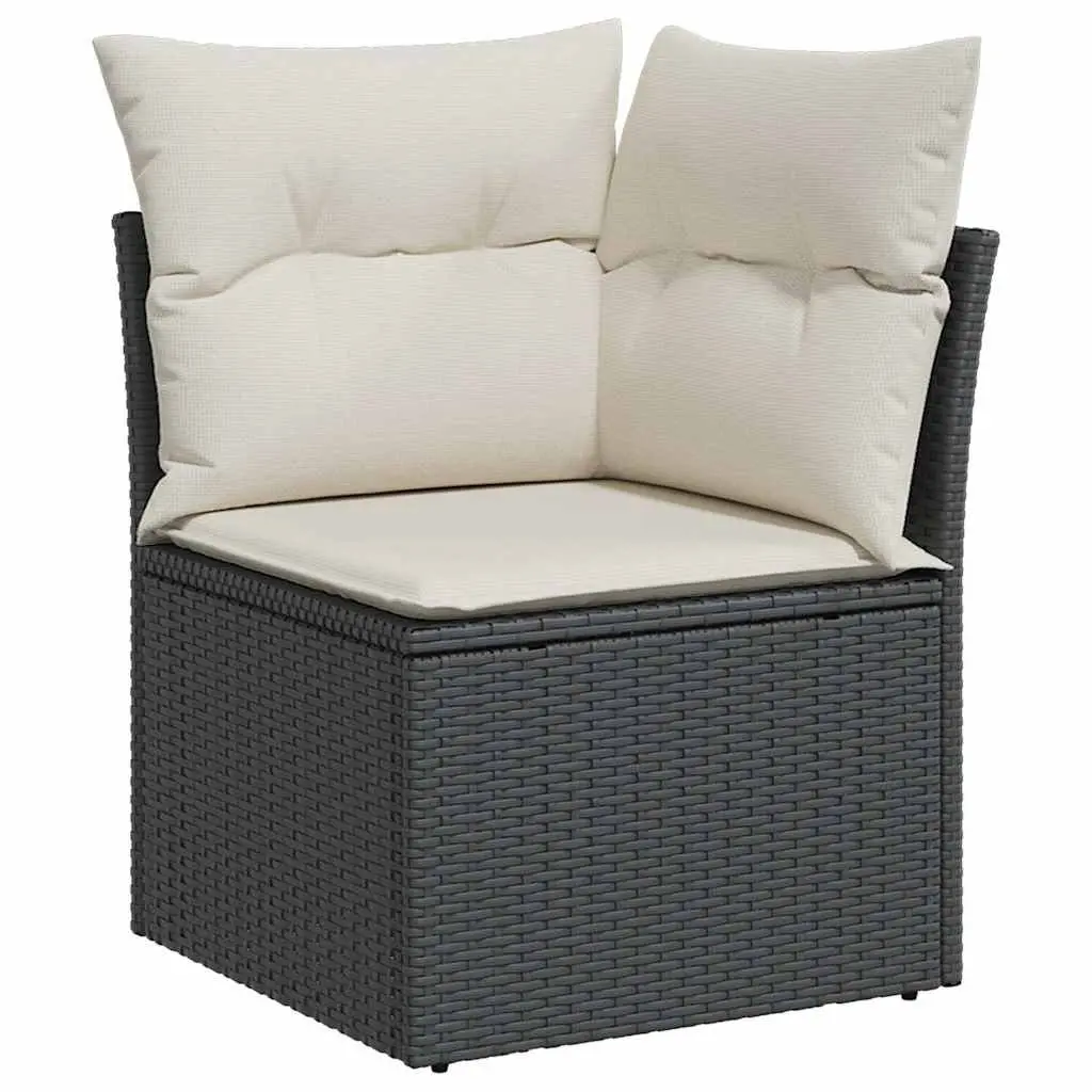 Black Outdoor Corner Sofa with Cushions