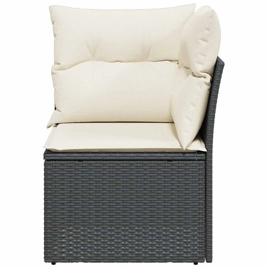 Black Outdoor Corner Sofa with Cushions