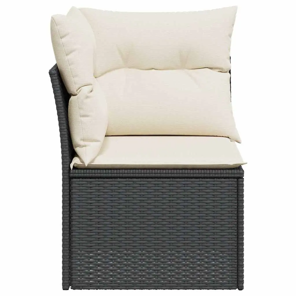Black Outdoor Corner Sofa with Cushions
