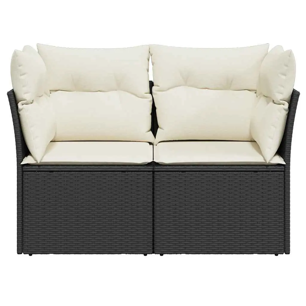 2-Seater Garden Sofa with Cushions in Black