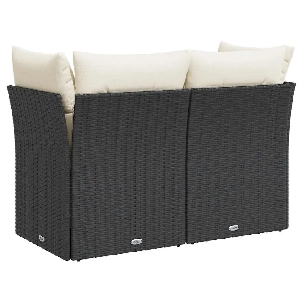 2-Seater Garden Sofa with Cushions in Black