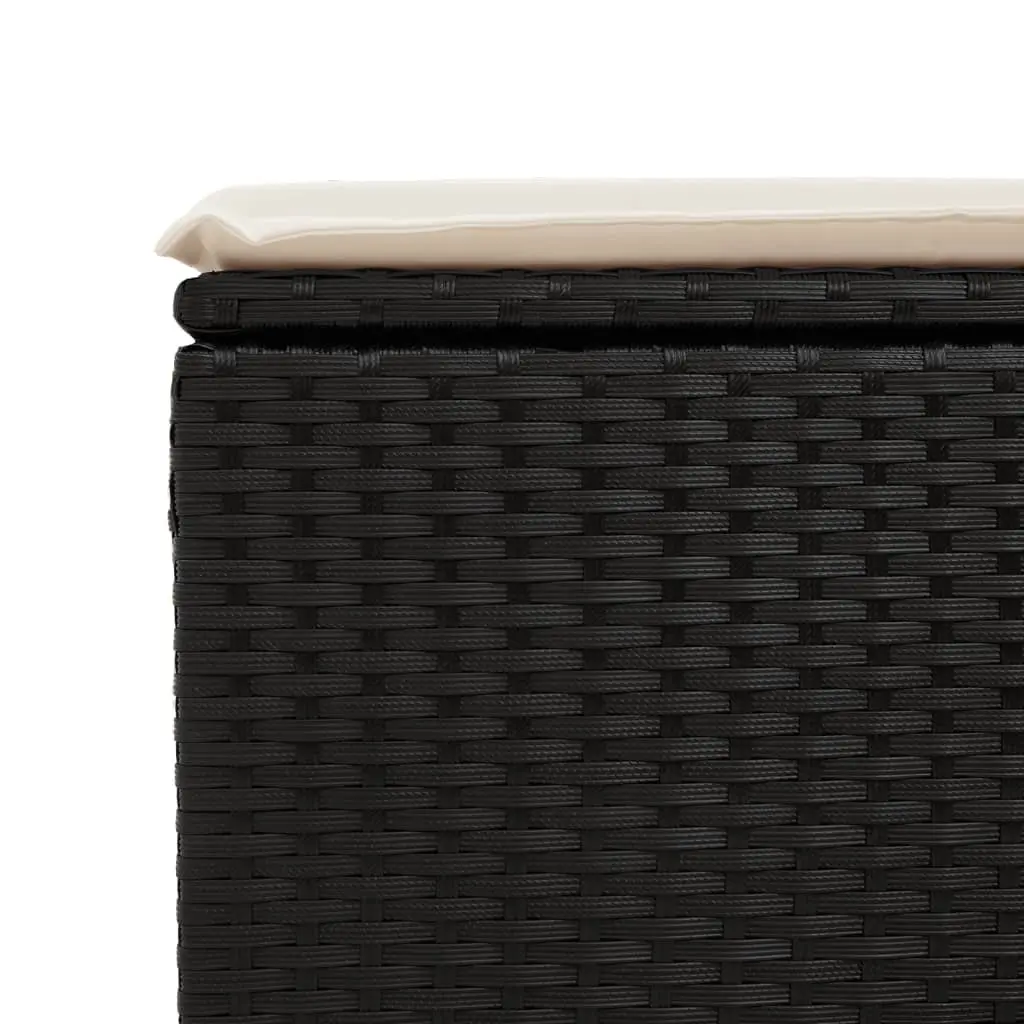 Garden Stool PE Poly Rattan 55 x 55 x 37 cm Black Cushion Seat