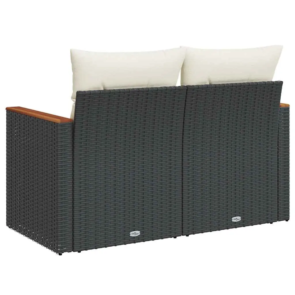 Black Poly Rattan 2-Seater Garden Sofa