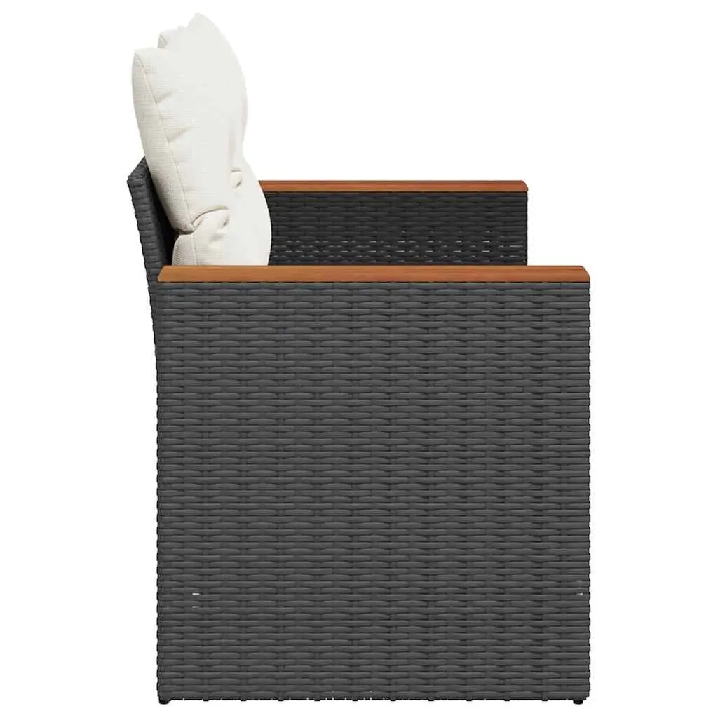 Black Poly Rattan 2-Seater Garden Sofa