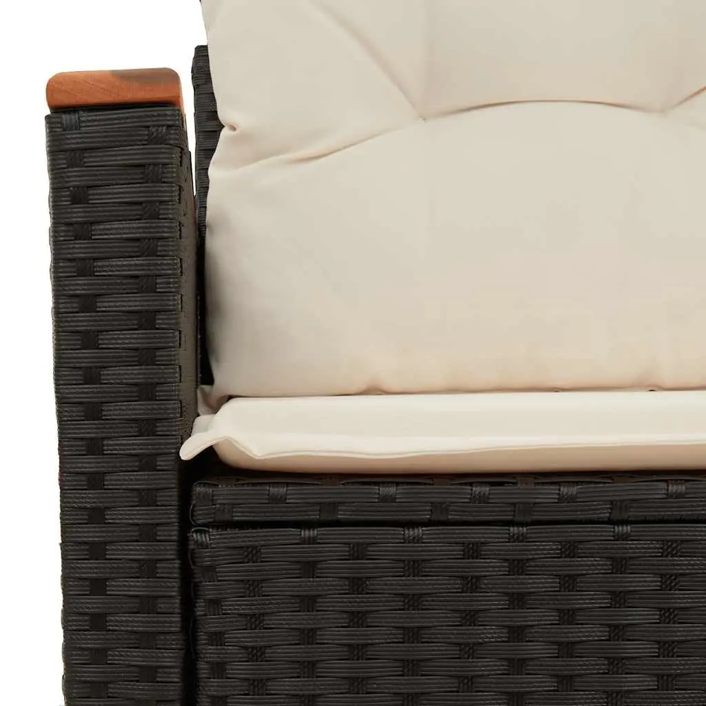 Black Poly Rattan 2-Seater Garden Sofa