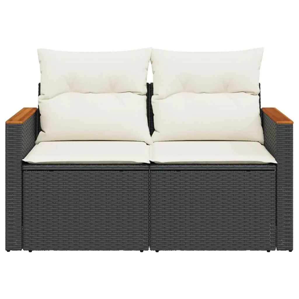 2-Seater Outdoor Sofa with Cushions & Foldable Table
