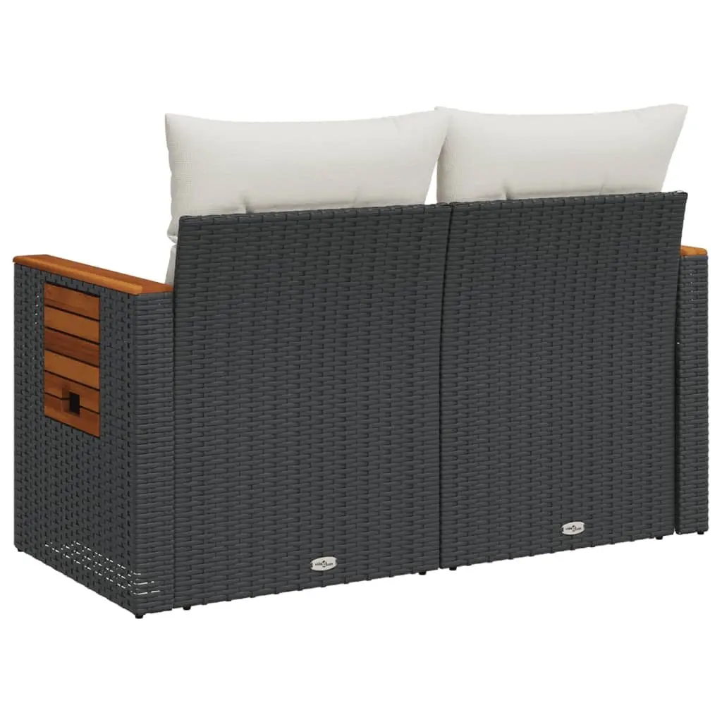 2-Seater Outdoor Sofa with Cushions & Foldable Table
