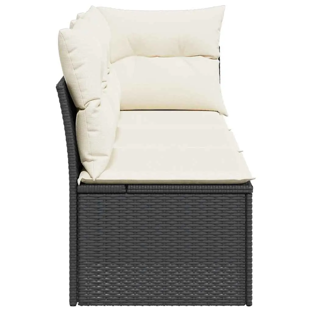 3-Seater Garden Sofa PE Rattan Modular Outdoor Seating Black