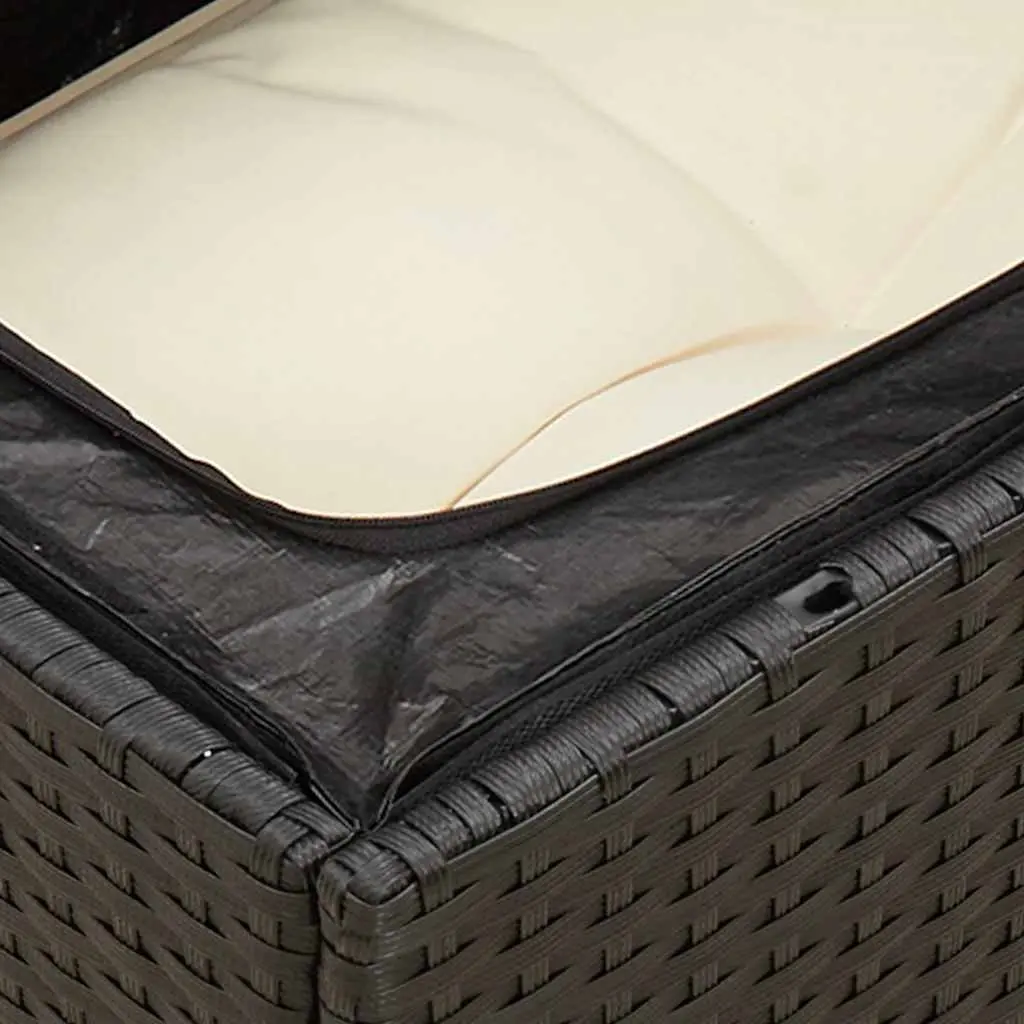 3-Seater Garden Sofa PE Rattan Modular Outdoor Seating Black