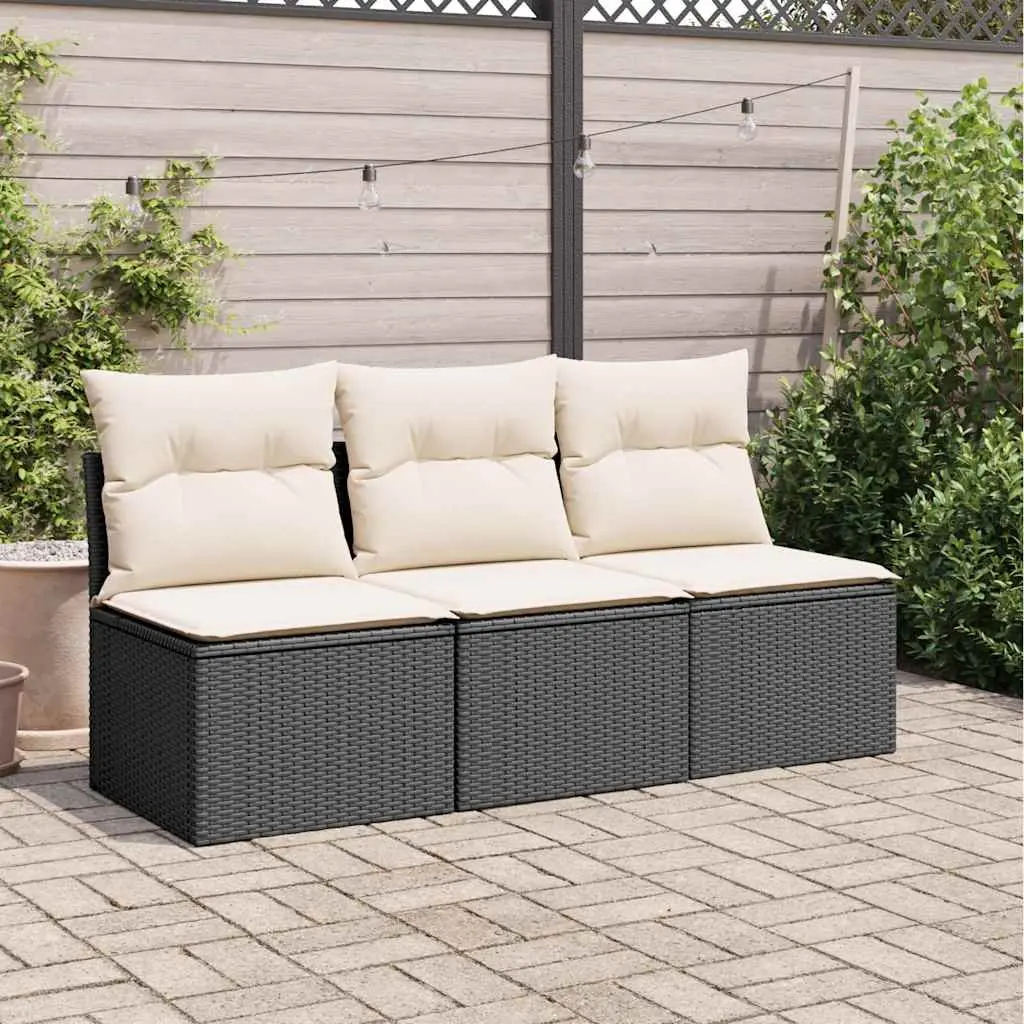 3-Seater Outdoor Sofa in Black PE Rattan
