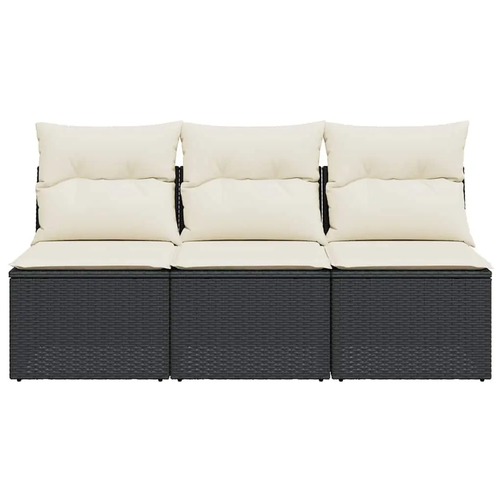 3-Seater Outdoor Sofa in Black PE Rattan