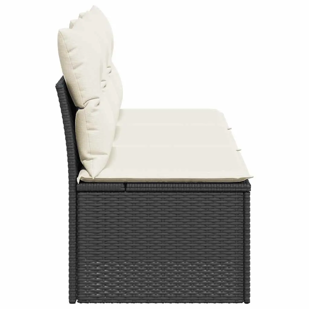 3-Seater Outdoor Sofa in Black PE Rattan