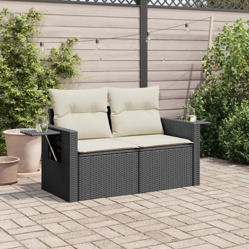 2-Seater Rattan Garden Sofa with Cushions