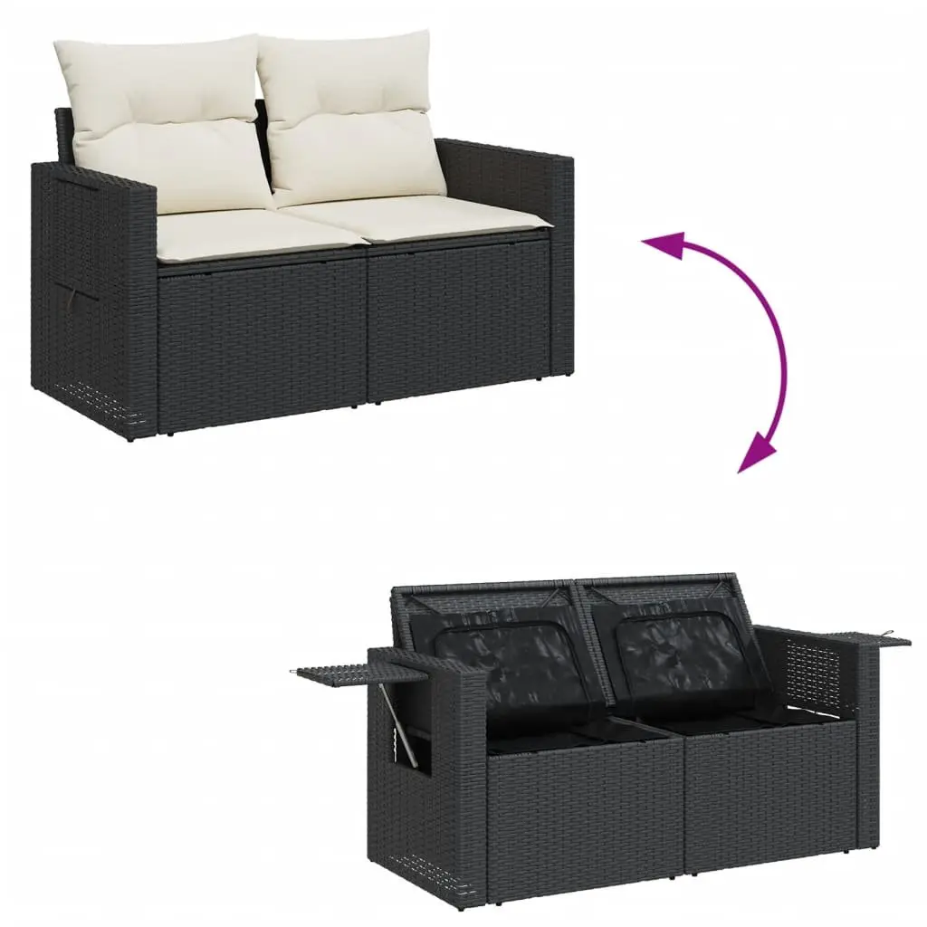 2-Seater Rattan Garden Sofa with Cushions