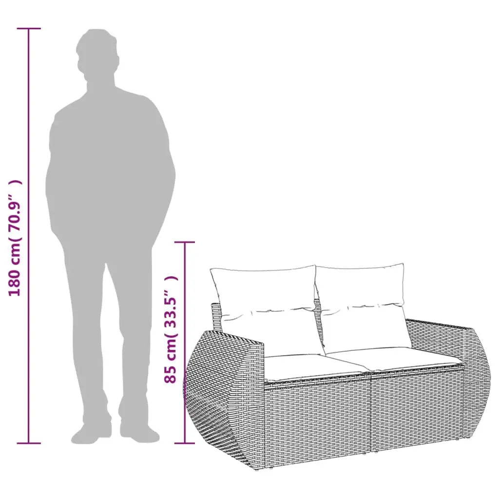 2-Seater Outdoor Sofa with Storage and Cushions