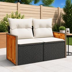 Durable Black PE Rattan 2-Seater Outdoor Garden Sofa