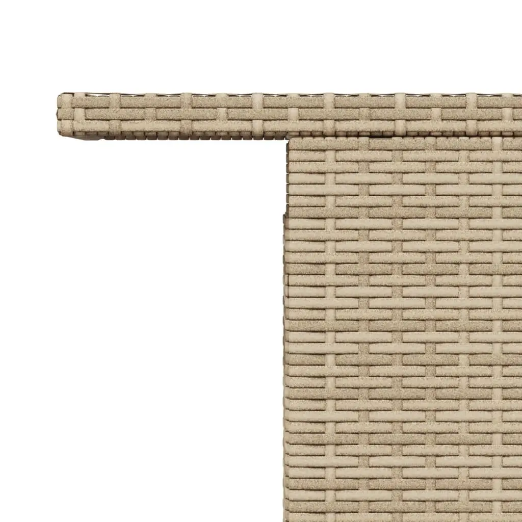 Garden Table Poly Rattan Adjustable Glass Top Beige 100 x 55 x 73 cm