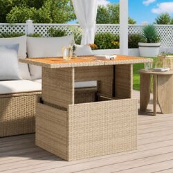Beige Outdoor Garden Table with Adjustable Top