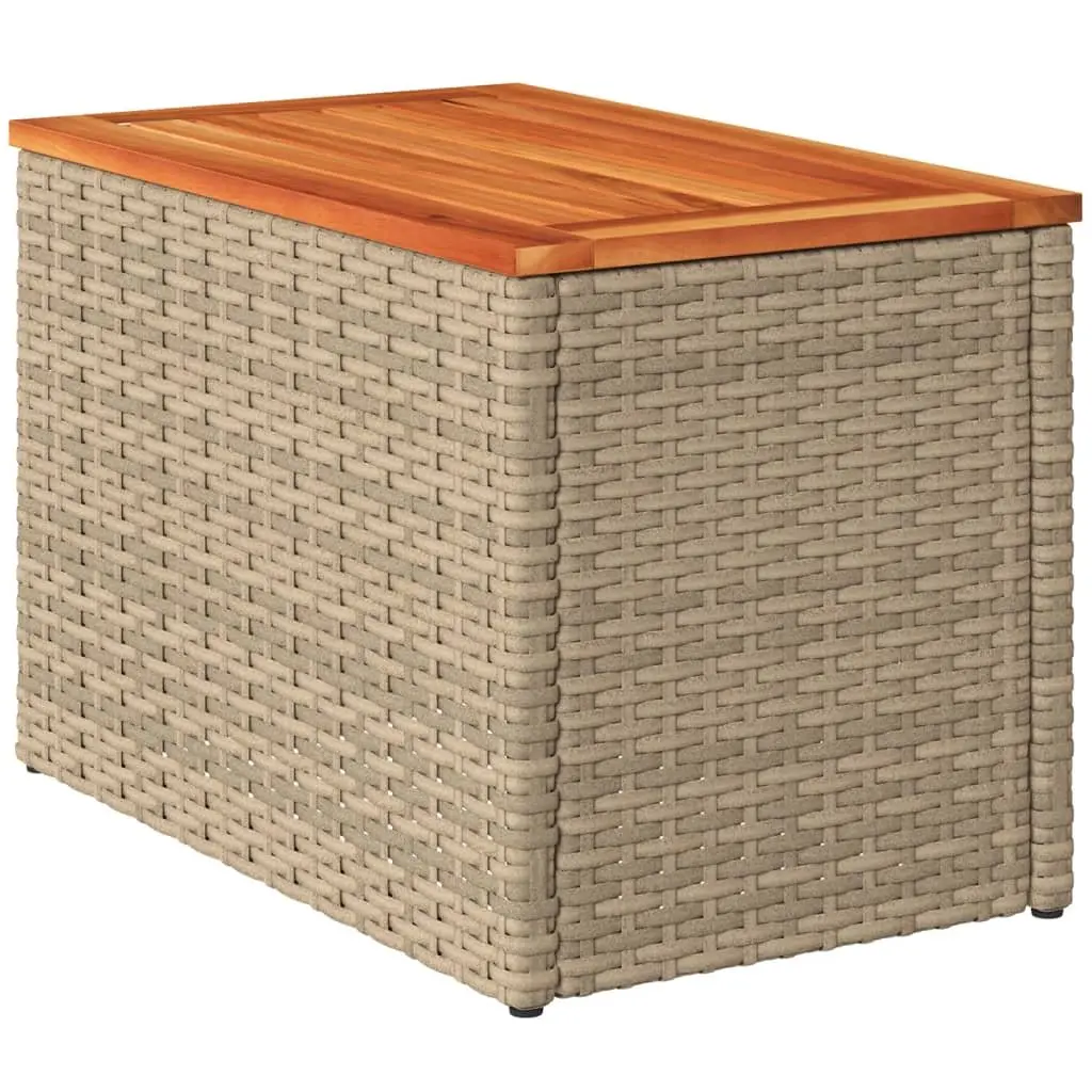 Beige Garden Side Tables 2 pcs with Solid Wood Top