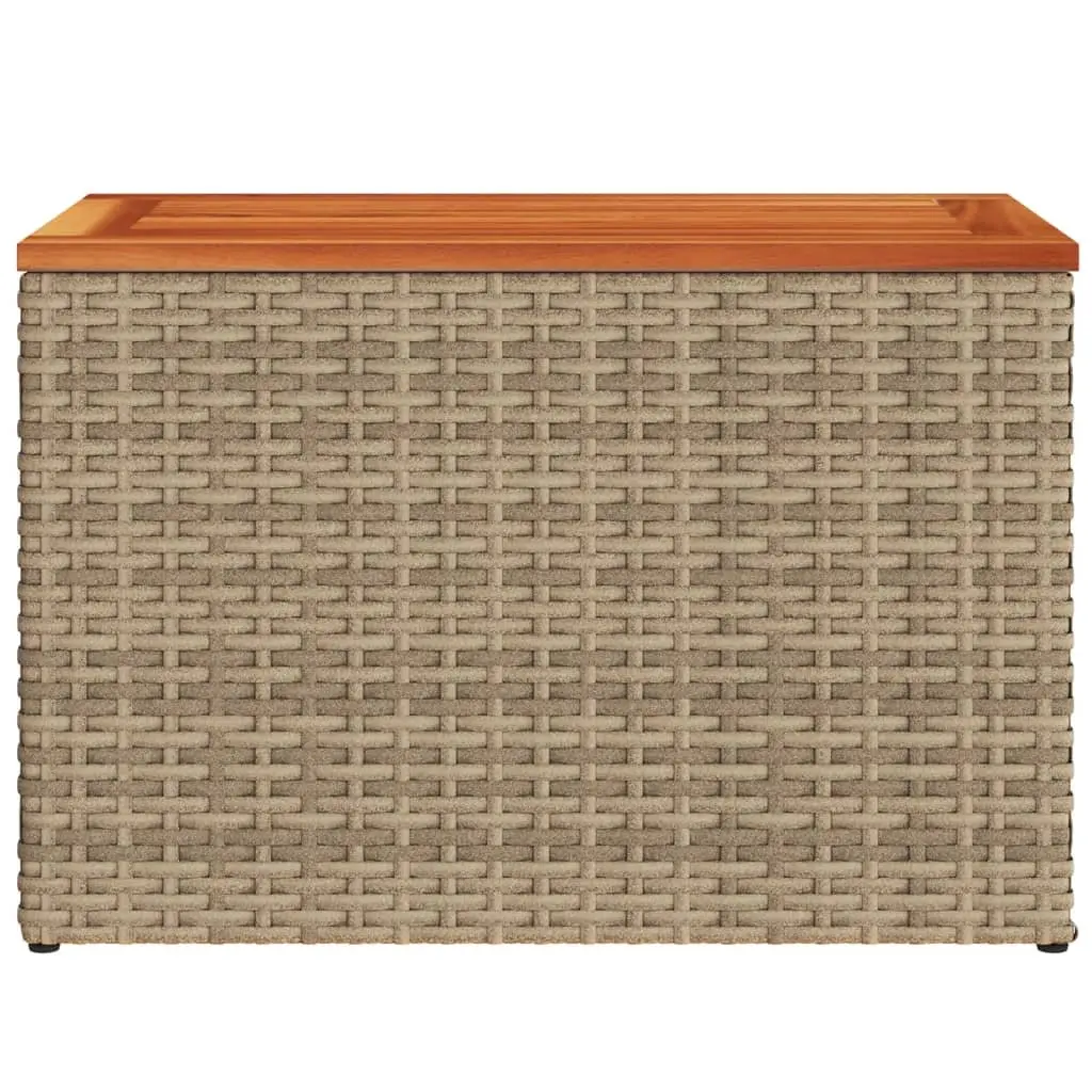 Beige Garden Side Tables 2 pcs with Solid Wood Top