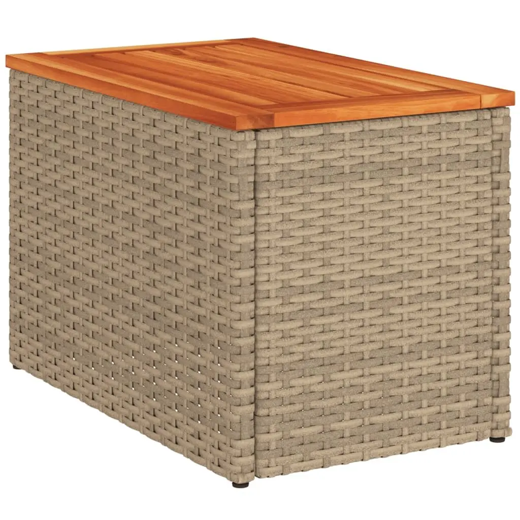 Beige Garden Side Tables 2 pcs with Solid Wood Top