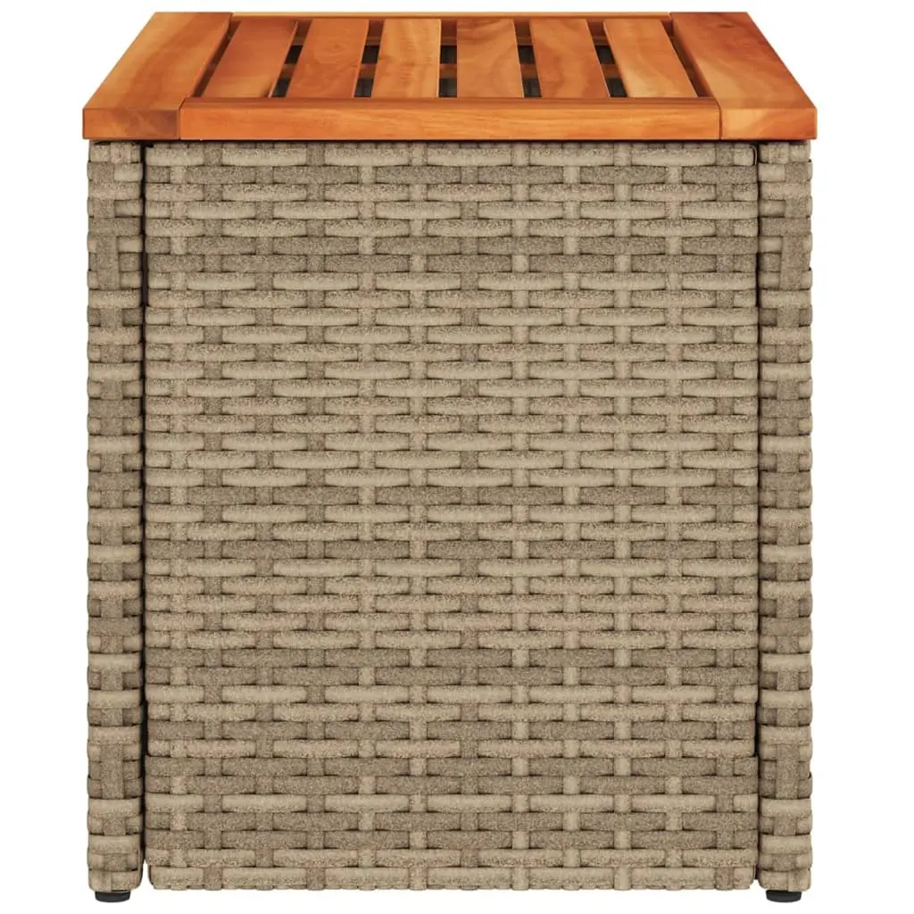 Beige Garden Side Tables 2 pcs with Solid Wood Top