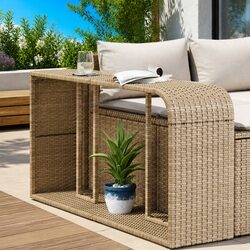 Durable Outdoor Rattan Storage Shelves - 2 Pieces