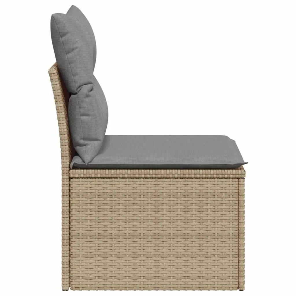 Armless Poly Rattan Outdoor Sofa with Cushions