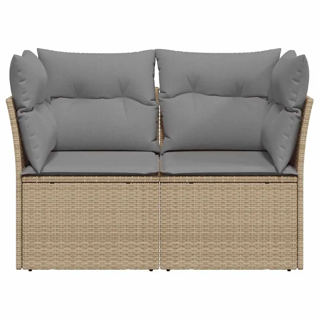 2-Seater Sofa PE Rattan Outdoor Furniture Beige with Cushions