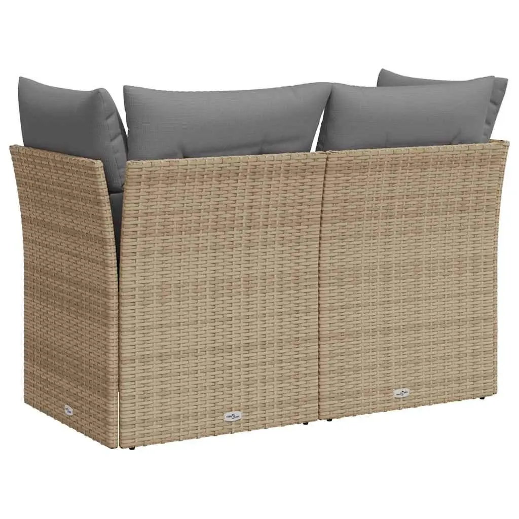 2-Seater Sofa PE Rattan Outdoor Furniture Beige with Cushions