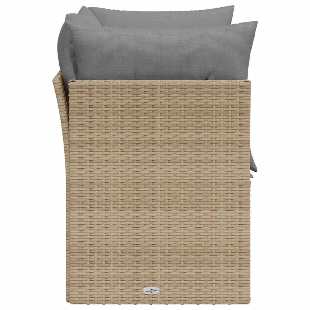 2-Seater Sofa PE Rattan Outdoor Furniture Beige with Cushions