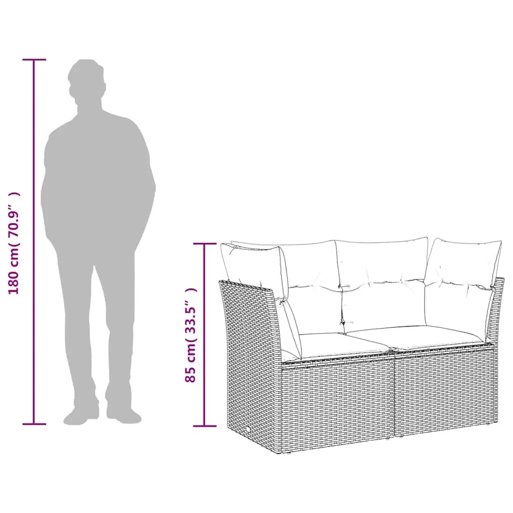 2-Seater Sofa PE Rattan Outdoor Furniture Beige with Cushions