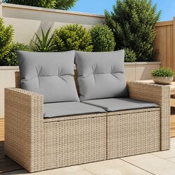 Durable 2-Seater Garden Sofa with Cushions in Beige
