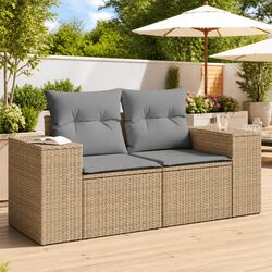 Durable 2-Seater Garden Sofa with Cushions in Beige