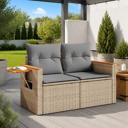 Durable 2-Seater Garden Sofa with Cushions and Side Table