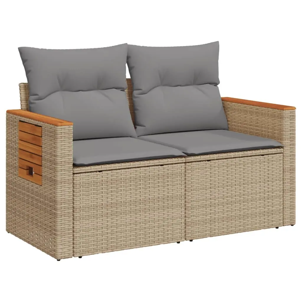 2-Seater Garden Sofa with Cushions and Side Table