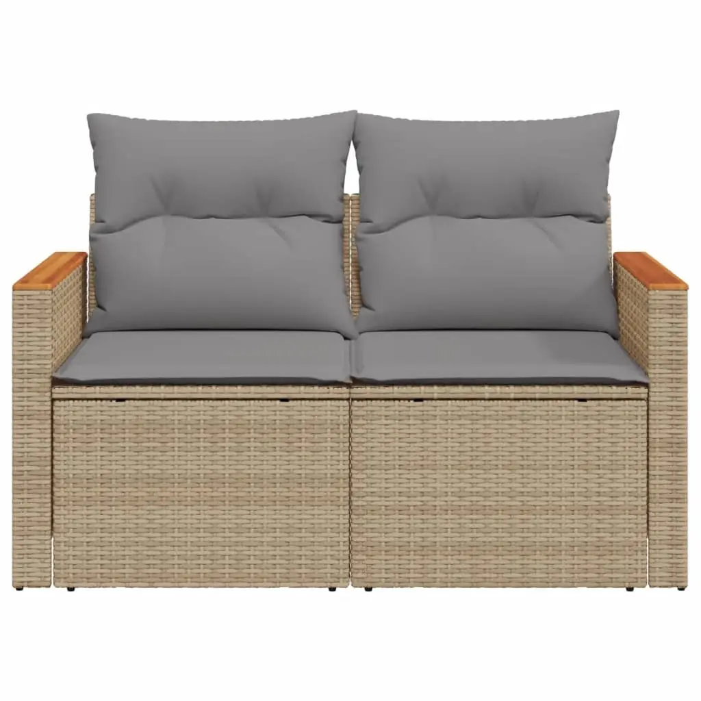 2-Seater Garden Sofa with Cushions and Side Table