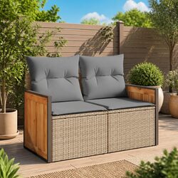 Durable 2-Seater Garden Sofa with Cushions in Beige