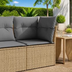 Durable Outdoor Garden Chair Armless PE Rattan with Cushions